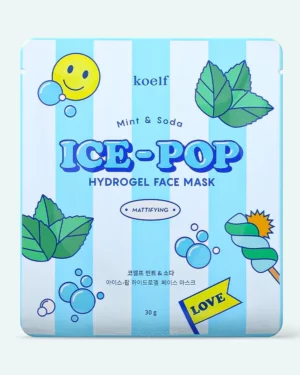 Petitfee & Koelf - Mască de hidrogel matifiantă cu mentă și sodă Koelf Mint & Soda Ice Pop Hydrogel Face Mask
